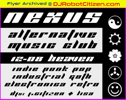 Heaven Nightclub Canberra ACT Australia DJs Indie Kids Hipsters Goths Rivetheads Ravers Party Scene History DJ Robot J Citizen Club NEXUS Alternative Music Clubs Gothic Britpop Electronica Industrial Goth Dance Club Punk Rock Flyers Pics Posters Power Pop Retro 1990s 90s