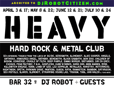 Canberran Australian Dark Heavy Metal Hard Core Punk Alternative Rock Music Scene Bands Band Night Clubs Club Nights Nightclub DJs Events Bar 32 Bar32 Northbourne Ave Civic Canberra City Australia DJ Robot Citizen Flyer Poster History 2000s 00s