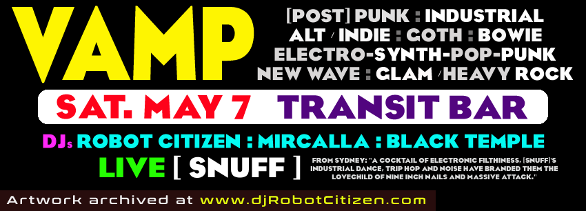 Canberra Alternative Gothic Industrial Dark Electronic Music Scene People Night Life History VAMP Night Clubs Transit Bar Events 2010s May 2016 Site DJ Robot Citizen DJs Carly Mircalla Black Temple Sydney Band SNUFF [SNUFF] Photos Clothes Stores Shops