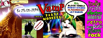 Club VAMP Party Monster Canberra DJs Night Clubs Events Nightclub History Photos Dark Electronic Dance EDM Alternative Goth Subculture Scenes People Ravers Cyber Goths Punks Emos Industrial Gothic DJ Robot Citizen Black Temple 2014 Magpies Pictures Flyers Posters