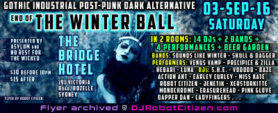 Sydney Australian Gothic Dark Alternative Nightclubs Goth Industrial Indie Scene Clubs History Punks Rivetheads Indie Hipster Alternative Industrial Goths Subculture Scenes Top Best Clothing Fashion Stores Post Punk Music DJ Robot Citizen NSW Australia